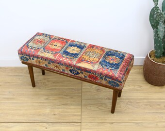 Muebles de entrada, Silla Boho, Banco Otomano Kilim, Mesa de Centro, Silla de Comedor, Reposapiés, Banco de Piano, Banco Decorativo, Regalo Único