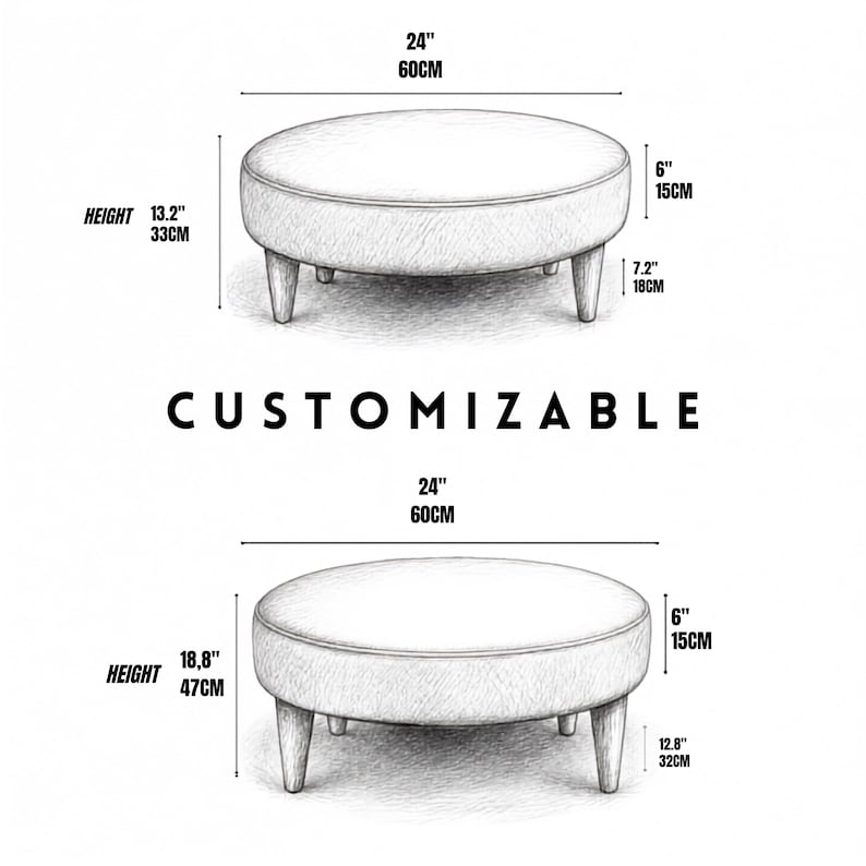 Patchwork Print Ottoman Bench, Upholstered Pouffe, Farmhouse Decor, First Home Gift zdjęcie 4