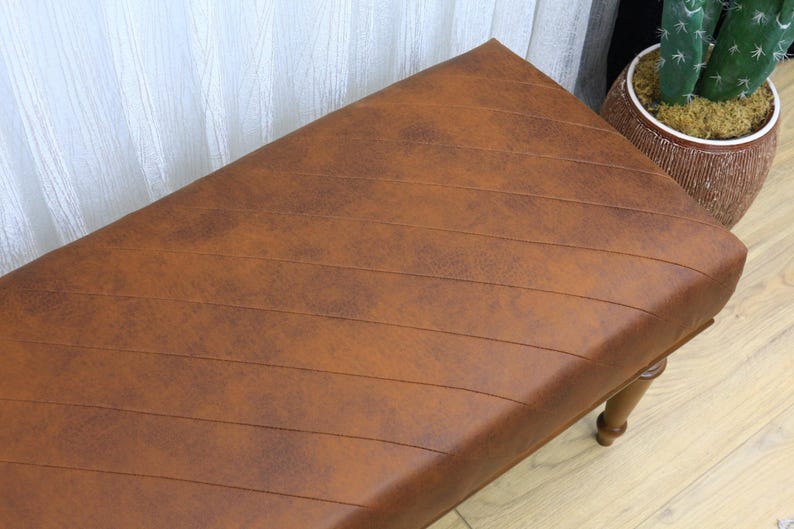 Leather ottoman bench, Chesterfield bench, Sofa bench, End of bed bench, Pub bench, Accent bench, Coffee table bench, Shoe bench, Vt Brown