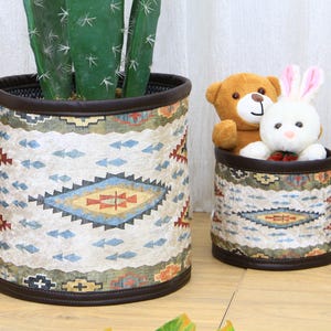 toy storage, houseplant basket, planter pocket, yarn basket, bohemian basket, plant pot holder, big basket, multipurpose box