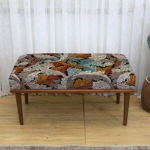 Boho Kilim Upholstered Ottoman Bench, Upholstered Multi-Purpose Seating for Makeup, Footstool, TV Chair, Rest Stool, Decorative Home Accent