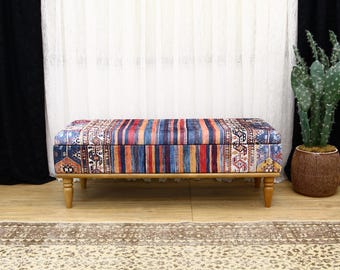 Upholstered Bench for Bedroom, Storage Ottoman Bench, Living Room Seat, Stylish Hallway Storage Bench, Shoe Organizer, Ottoman Coffee Table