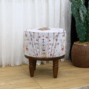 Kilim footstool, Kilim pouf, Ottoman seating Ethnic home decor, Boho chic ottoman, Kilim footrest, Make up chair, Footrest stool Coffe Bench
