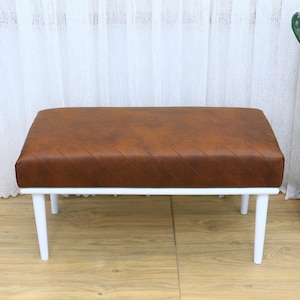 Leather ottoman bench, Chesterfield bench, Sofa bench, End of bed bench, Pub bench, Accent bench, Coffee table bench, Shoe bench, Vt Brown