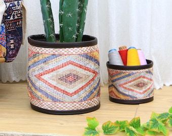 handmade planter, basket planter, retro basket, hanging planter, cozy basket, bohemian basket, plant pot holder, floor basket, planter bag