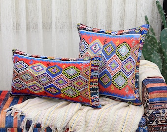 Turkish Rug Pillow, Boho Cushion Pillow, Throw pillow, Oriental pillow, Handmade Pillow, Persian Rug Pillow, 16x16", Farmhouse Pillow Cover