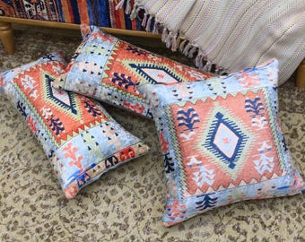 Almohada Kilim, funda con estampado vintage, almohada de regalo, funda de almohada personalizada, almohada decorativa para el hogar, almohada de todos los tamaños, almohada estampada, almohada para sofá