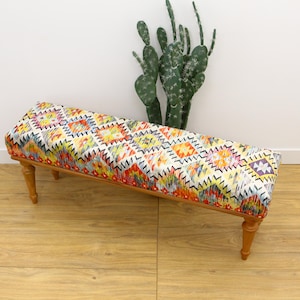 Upholstered Bench, Ottoman Bench, Piano Bench, Dining Table Bench, Entry Bench, Living Room Chair, Turkish Rug Bench, Farmhouse Decor,