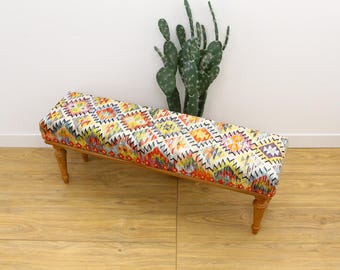 Upholstered Bench, Ottoman Bench, Piano Bench, Dining Table Bench, Entry Bench, Living Room Chair, Turkish Rug Bench, Farmhouse Decor,
