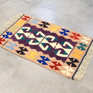 Turkish Rug, Small Rugs, Vintage Rug, Oushak Rug, Rugs For Entry, 2.6x4.1 ft Beige Rug, Anatolian Bedroom Rug, Tribal Turkish Rug