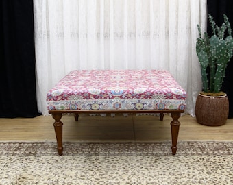 Ottoman Table, Stylish Furniture for Bedroom, Floral Tea Table, Chic Coffee Table, Modern Home Decor, Footstool, Upholstered Bench, Bench
