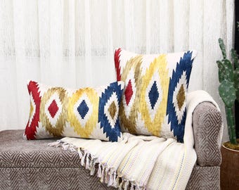 turkish rug pillow, couch pillows, mini oushak pillow, decorative pillow, lumbar pillow, diamond pattern, pillow cover,