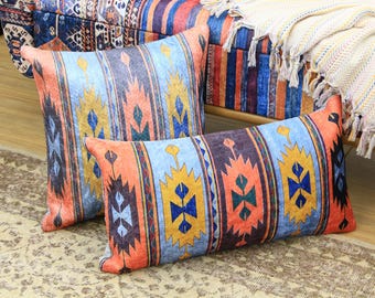 Almohada con estampado vintage, almohada de alfombra, almohada de interior, funda de sofá, cojín bohemio, almohada kilim, almohada turca, funda de almohada, almohada decorativa para el hogar