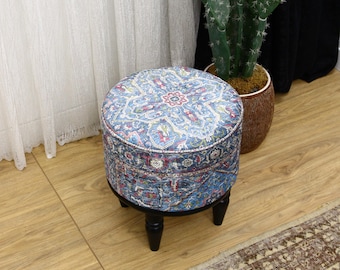 Banco puf redondo, sillón de maquillaje, sillón de chimenea, banco otomano, puf reposapiés, puf bohemio, banco tapizado, taburete puf, sillón de piano