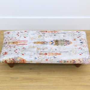 Kilim Rug Bench, Ottoman Upholstered Bench, Handmade Furniture, Footstool Bench, Aztec Bench, Farmhouse Decor, Entry Bench Kilim bench