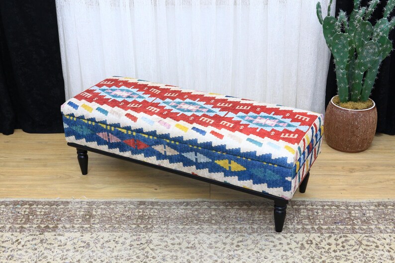 FegozaDecor Kilim Storage Bench - Thumbnail 5