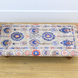 Upholstered footstool, Bed step stool, Bohemian stool, Fireside stool, Foot riser, Handmade furniture, Ottoman bench, Footrest stool,