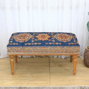 Versatile Multi-Purpose Ottoman with Soft Upholstery, Perfect Stool for Seating, Rustic Style Footrest, Stylish Home Accent Furniture, Bench