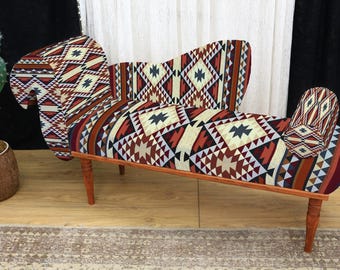 Chaise longue bohemia, sofá cama hecho a mano, sofá de salón, ropa de cama tapizada, sofá de descanso, silla de yoga, sofá de lectura, decoración del hogar, sillón de descanso