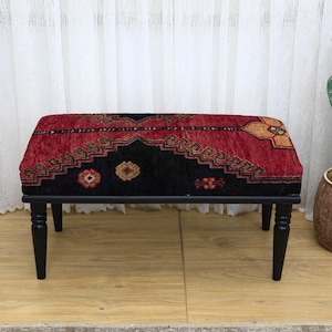 Unique Decorative Upholstered Bench for Entryway or Bedroom, Artisan Accent Bench Seating with Stylish Design for Home Interior Decor, Bench