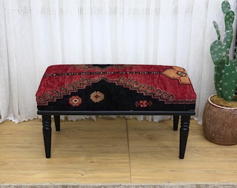 Unique Decorative Upholstered Bench for Entryway or Bedroom, Artisan Accent Bench Seating with Stylish Design for Home Interior Decor, Bench