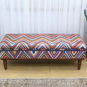 Ottoman Bench, Upholstered Storage Ottoman, Hidden Bench, Modern Home Decor, Furniture for Bedroom, Kilim Rug Bench, Chest Bench, Bed Bench