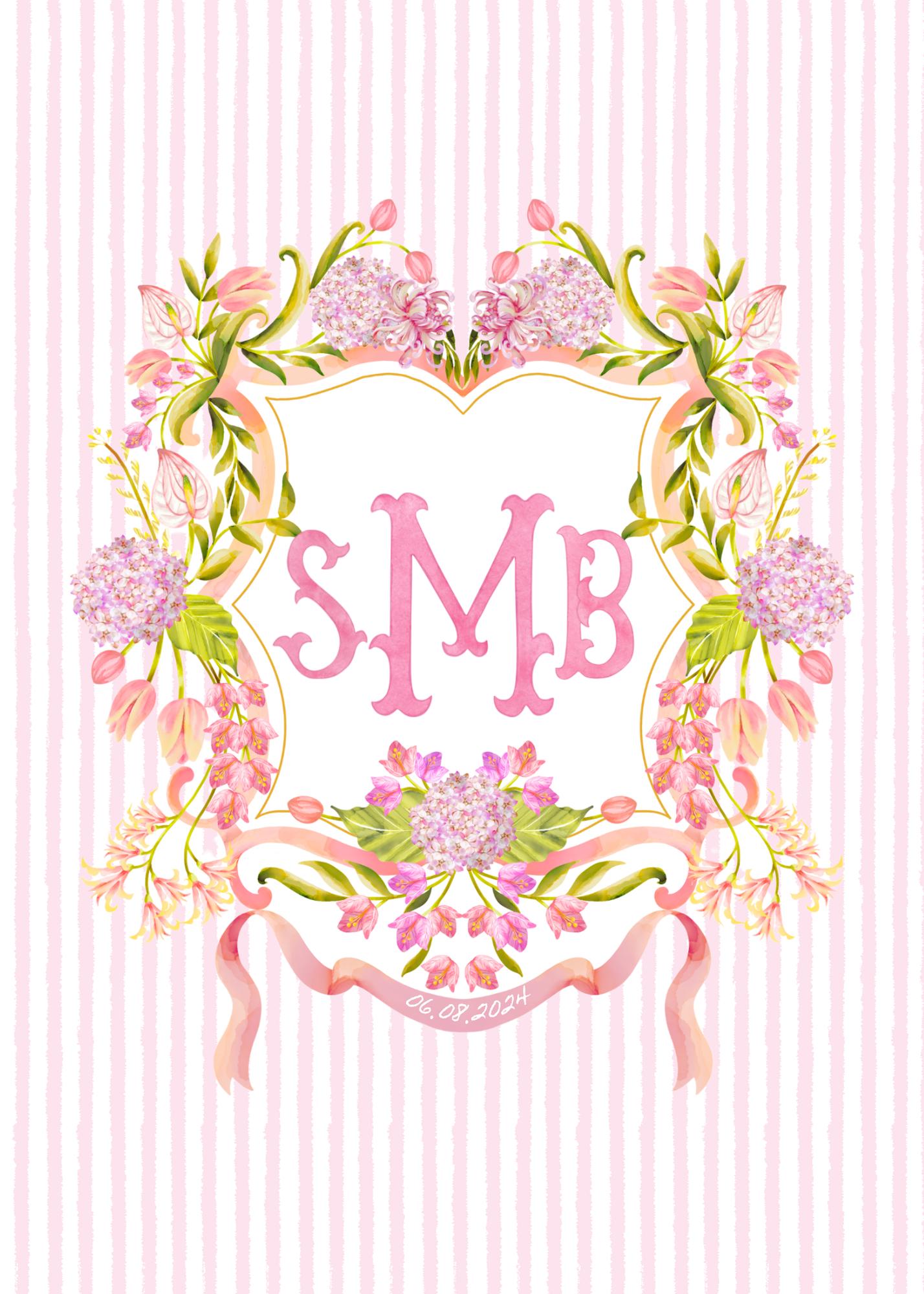 Custom Baby Nursery Crest Digital Monogram Download - Personalized Initials Wall Art for Baby Shower or Nursery Decor
