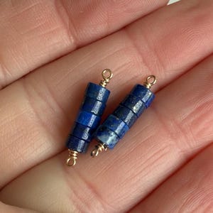 Lapis Lazuli Connector 14K Gold Filled or Sterling Silver, Permanent Jewelry Charm, Handmade Blue Gemstone Bracelet Necklace Anklet Link