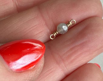 Labradorite Connector 14K Gold Filled or Sterling Silver Wire Wrapped Natural Gemstone Charms Handmade Permanent Jewelry Connector