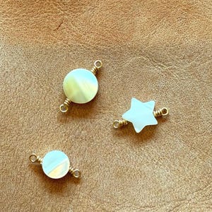 Mother Of Pearl Star Connector 14k Gold Filled Wire Wrapped Iridescent MOP Charm For Permanent Jewelry Bracelet, Necklace, Anklets