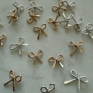 Cute Bow Charm Connectors 14K Gold Filled Or Sterling Silver | Permanent Jewelry Connector For Bracelet, Necklace, Anklets | Jewelry Supply