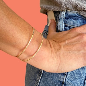 Thin Hammered Bangle 14k Gold Filled Or Sterling Silver Dainty Unfinished Bangle With Jump Rings Weldable Textured Bangle Permanent Jewelry