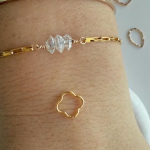 Clover Connector Gold Filled or sterling silver, permanent jewelry connector, charm, jewelry supply, jewelry making, clover pendant