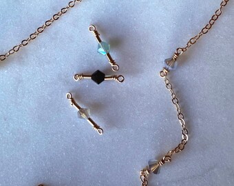 Swarovski Crystal Connector 14k Gold Filled Sparkling Glimmer Link Gemstone Link for Bracelet Necklace Permanent Jewelry Handmade Charm