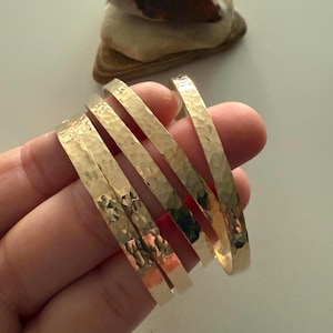 Wide Hammered Bangle 14k Gold Filled Or Sterling Silver Permanent Jewelry Supply, Boho Stacking Bracelet, Women fashion Bracelet, Gift Her