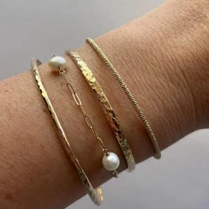 Permanent Sparkle Bangle 14k Gold Filled & Sterling Silver, Permanent Bangle Charm Cuff x Linx, Half Cuff Gold Bracelet, Half Bangle GIFT