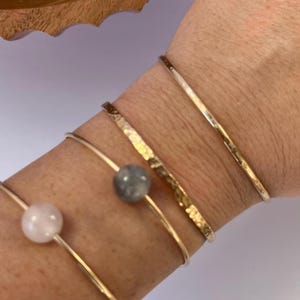 Quartz Cuff Bracelet Permanent Jewelry 14k Gold Filled Or Sterling Silver, Boho Stacking Bracelet, Permanent Bangle Gemstone, Gift For Her