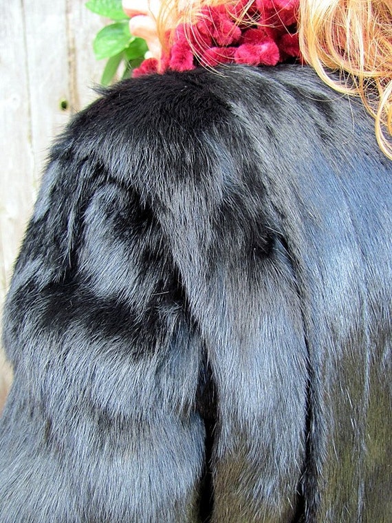 Real Rabbit FUR Jacket Vintage Classic Black Beau… - image 4