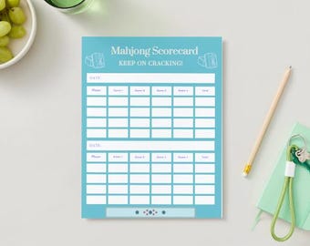 Blue Mahjong Score Card – Printable Game Tracker for Mahjong Players