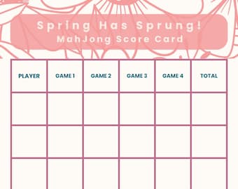 Spring Has Sprung! Mahjong Score Card – Printable Spring Game Night Fun