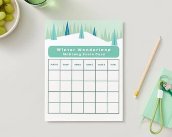 Winter Wonderland Mahjong Score Card | Holiday Game Night (PDF or PNG)