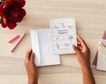 Editable Mahjong Party Invitation – Instant Digital Download