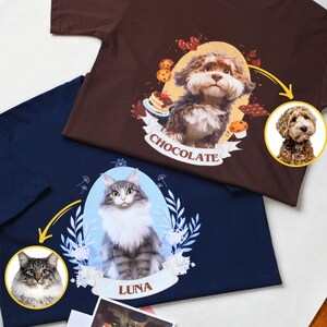 Personalized Photo Cartoon Pet T-Shirt, Custom Pet Portrait Hoodie, Custom Dog Cat Graphic Sweatshirt,Pet Lover Gift, Dog Lover shirt