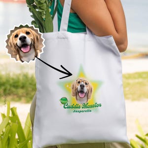 Benutzerdefinierte Haustier Cartoon Portrait Tragetasche, personalisierte Haustier Tasche, Benutzerdefinierte Hund Katze Haustier Foto Schultertasche, Hundebesitzer Geschenk, Haustier-Liebhaber-Geschenk,y2k