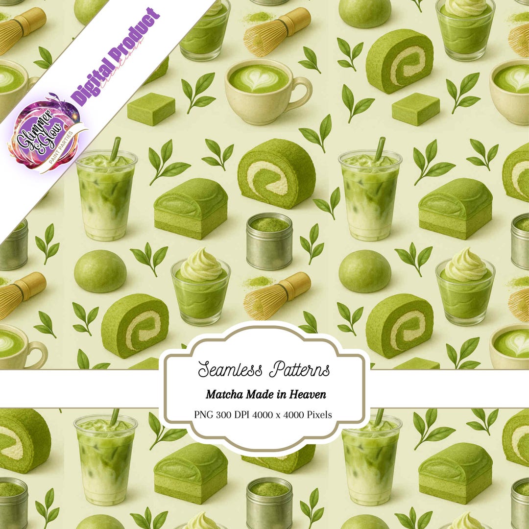 Matcha Design Pattern Matcha Made in Heaven Seamless Pattern, Matcha, Cute Drinks, Seamless ...