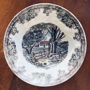The Friendly Village Pattern Antique Vintage Fruit Dessert Sauce Bowl Johnson Brothers Collectors Replacement Bowl Made in England 1960&#39;s