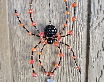 Beaded Halloween Spider Suncatcher