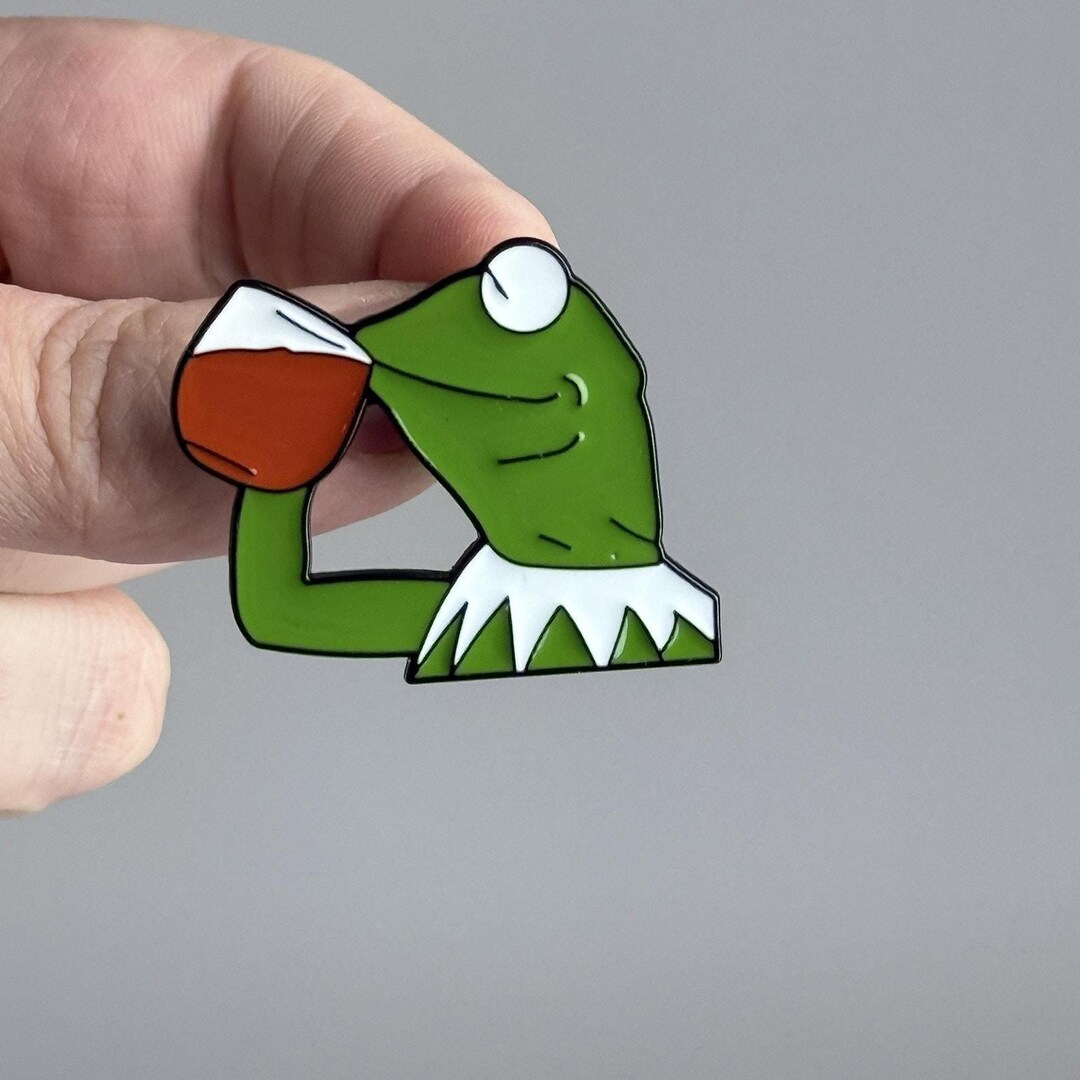 Kermit the Frog Enamel Pin Sips Tea Meme Funny Lapel Pin NEW - Etsy