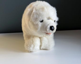ヴィンテージのふわふわの白いシロクマのぬいぐるみ - 12インチの