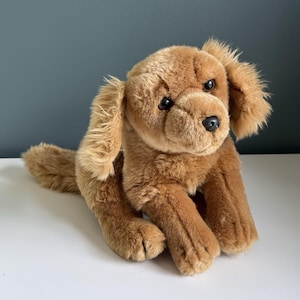 Vintage Plush Cuddle Toys Cocker Spaniel Plush Puppy Dog Realistic 15” brown tan {pre-owned} T28